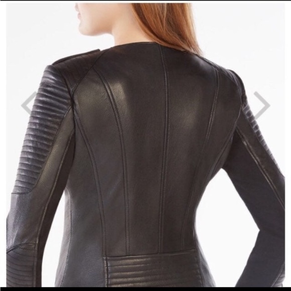 New BCBG BCBGMaxazria Black Moto Biker Leather Jacket Blake - Picture 4 of 14